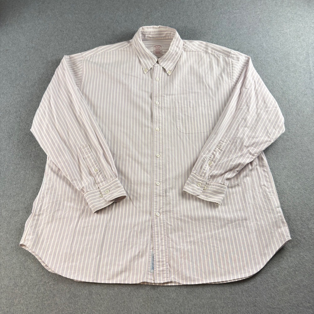 Vintage Brooks Brothers Madison Shirt XL Mens Red Blue Stripe Supima Cotton USA